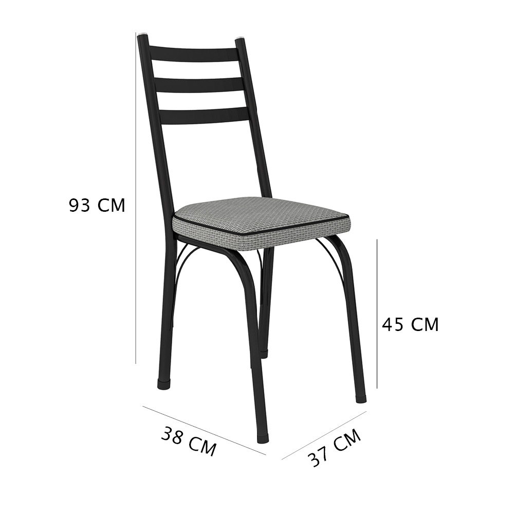 Kit 4 Cadeiras de Cozinha Luisiana Estampado Platina Pés de Ferro Preto - Pallazio