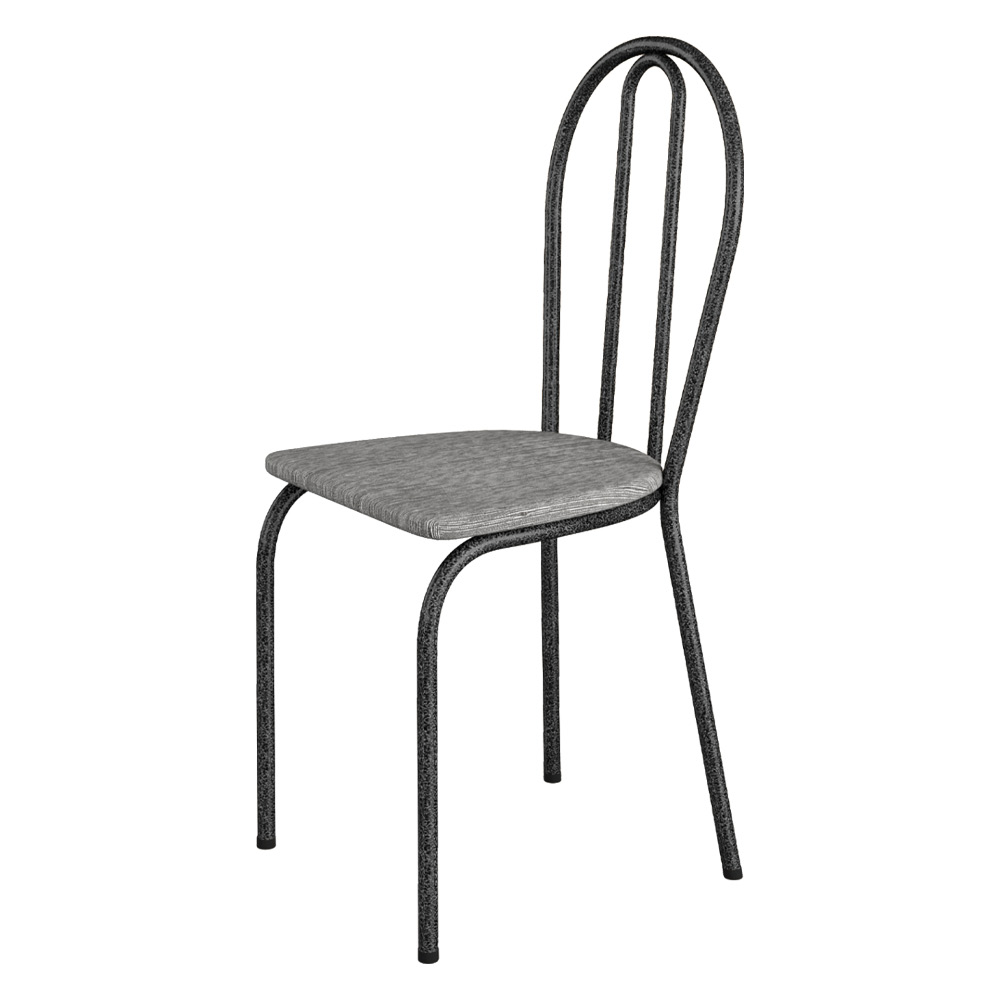 Kit 4 Cadeiras de Cozinha Texas Estampado Grafiato Pés de Ferro Cromo Preto - Pallazio