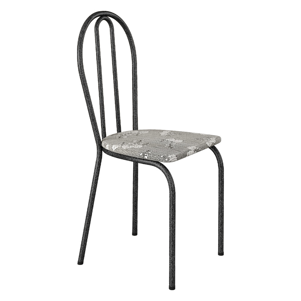Kit 4 Cadeiras de Cozinha Texas Estampado Iguatemi Branco Pés de Ferro Cromo Preto - Pallazio