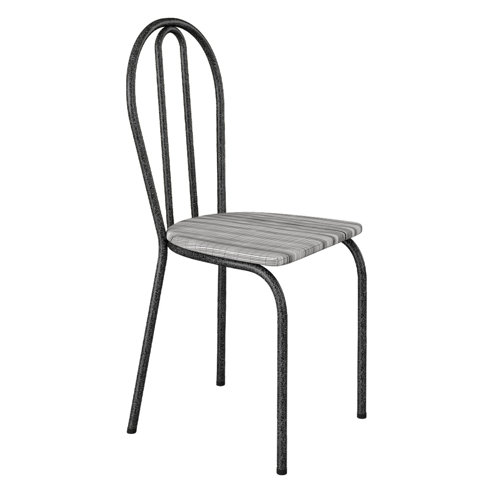Kit 4 Cadeiras de Cozinha Texas Estampado Linho Pés de Ferro Cromo Preto - Pallazio