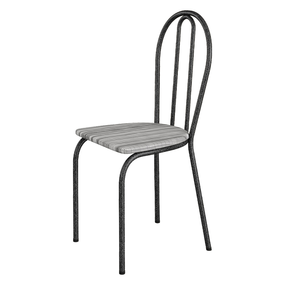Kit 4 Cadeiras de Cozinha Texas Estampado Linho Pés de Ferro Cromo Preto - Pallazio