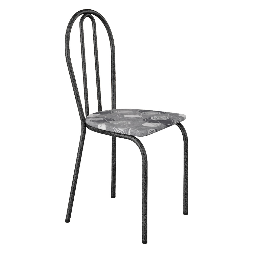 Kit 4 Cadeiras de Cozinha Texas Estampado Pará Pés de Ferro Cromo Preto - Pallazio
