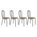 Kit 4 Cadeiras de Cozinha Texas Estampado Rattan Pés de Ferro Cromo Preto - Pallazio