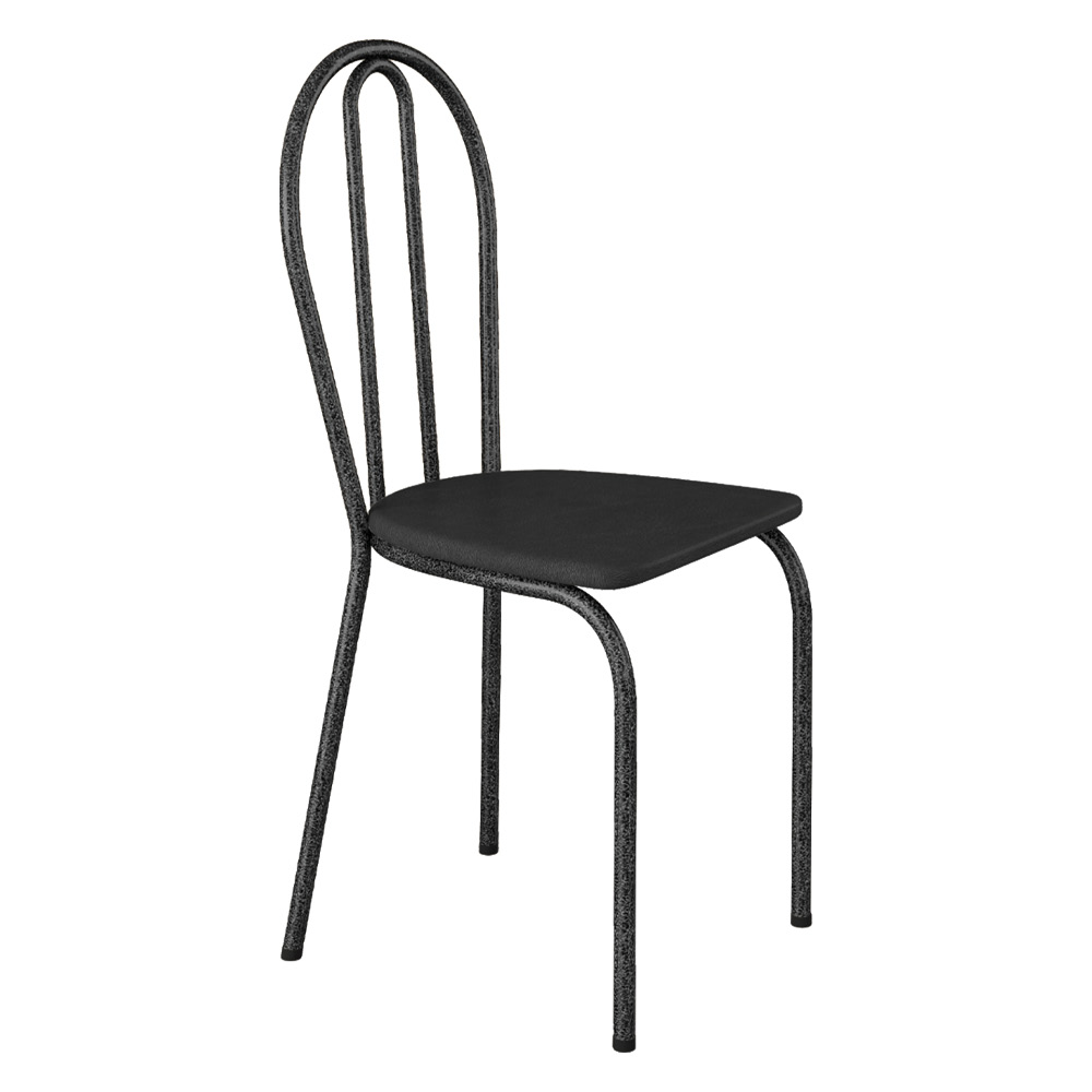 Kit 4 Cadeiras de Cozinha Texas Liso Preto Pés de Ferro Cromo Preto - Pallazio