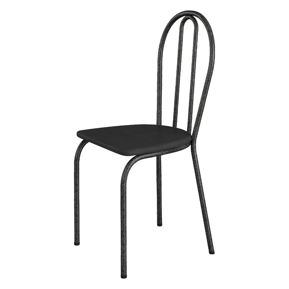 Kit 4 Cadeiras de Cozinha Texas Liso Preto Pés de Ferro Cromo Preto - Pallazio