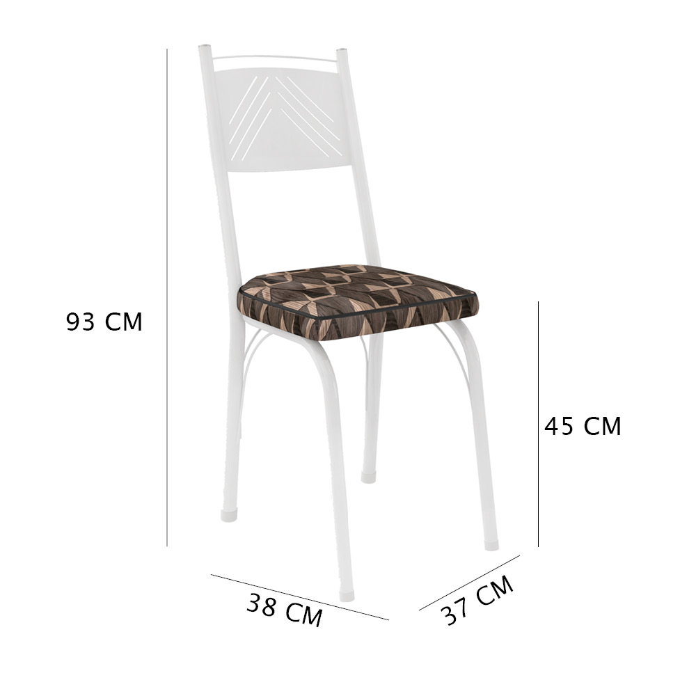Kit 4 Cadeiras de Cozinha Virginia Estampado Mosaico Palha Pés de Ferro Branco - Pallazio