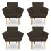 Kit 4 Poltronas Decorativa Leticia Suede Marrom Pés Palito Castanho - Pallazio