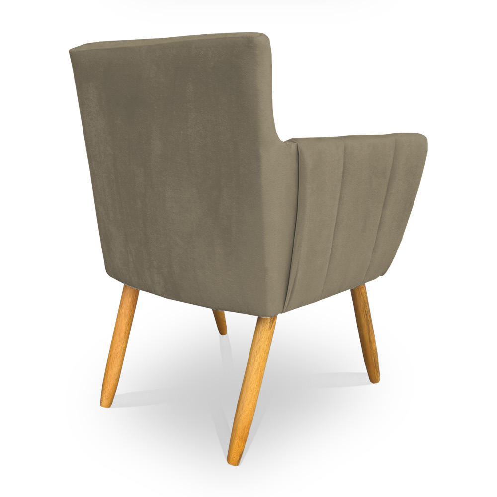Kit 4 Poltronas Decorativa Leticia Suede Marrom Rato Pés Palito Castanho - Pallazio