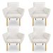 Kit 4 Poltronas Decorativa Leticia Suede Pés Palito Castanho - Pallazio