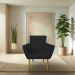 Kit 4 Poltronas Decorativa Leticia Suede Preto Pés Palito Castanho - Pallazio