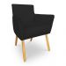 Kit 4 Poltronas Decorativa Leticia Suede Preto Pés Palito Castanho - Pallazio