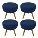 Kit 4 Puffs Banqueta Redonda Nina Suede Azul Marinho Pés Palito Castanho - Pallazio