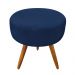 Kit 4 Puffs Banqueta Redonda Nina Suede Azul Marinho Pés Palito Castanho - Pallazio