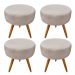 Kit 4 Puffs Banqueta Redonda Nina Suede Bege Pés Palito Castanho - Pallazio