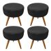 Kit 4 Puffs Banqueta Redonda Nina Suede Preto Pés Palito Castanho - Pallazio