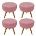 Kit 4 Puffs Banqueta Redonda Nina Suede Rosê Pés Palito Castanho - Pallazio