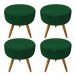 Kit 4 Puffs Banqueta Redonda Nina Suede Verde Pés Palito Castanho - Pallazio