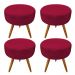 Kit 4 Puffs Banqueta Redonda Nina Suede Vermelho Pés Palito Castanho - Pallazio