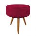 Kit 4 Puffs Banqueta Redonda Nina Veludo Vermelho Pés Palito Castanho - Pallazio