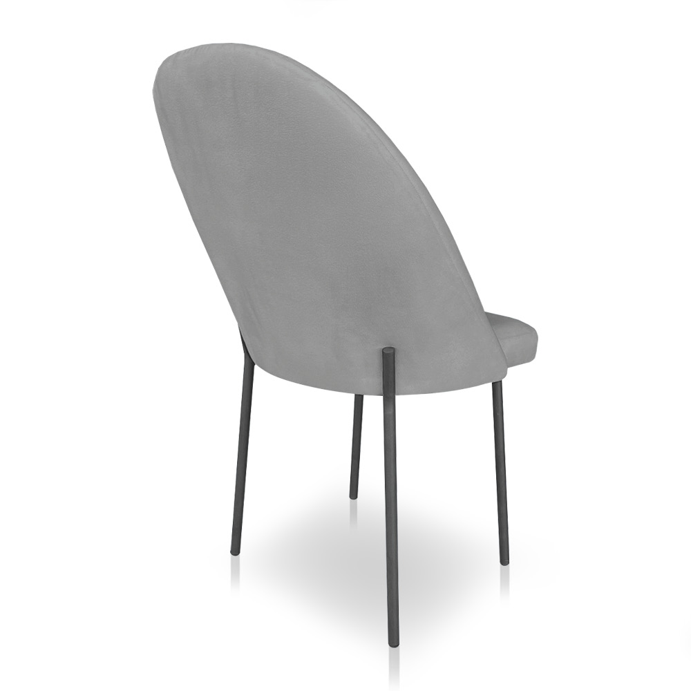 Kit 6 Cadeiras Poltrona de Jantar Ariel Suede Grafite Pés de Ferro Preto - Pallazio