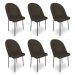 Kit 6 Cadeiras Poltrona de Jantar Ariel Suede Marrom Pés de Ferro Preto - Pallazio