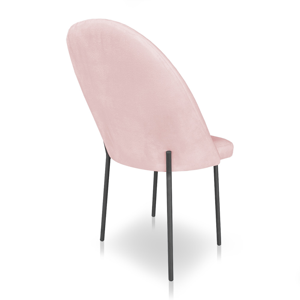 Kit 6 Cadeiras Poltrona de Jantar Ariel Suede Rosa Bebê Pés de Ferro Preto - Pallazio