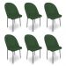 Kit 6 Cadeiras Poltrona de Jantar Ariel Suede Verde Pés de Ferro Preto - Pallazio