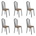 Kit 6 Cadeiras de Cozinha Alabama Estampado Rattan Bege Pés de Ferro Preto - Pallazio