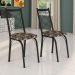 Kit 6 Cadeiras de Cozinha Delaware Estampado Mosaico Palha Pés de Ferro Preto - Pallazio