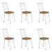 Kit 6 Cadeiras de Cozinha Delaware Estampado Rattan Bege Pés de Ferro Branco - Pallazio
