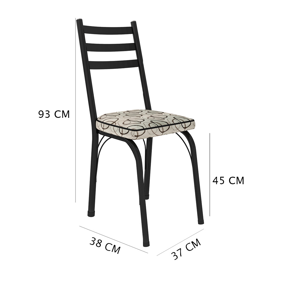 Kit 6 Cadeiras de Cozinha Luisiana Estampado Cedro Pés de Ferro Preto - Pallazio