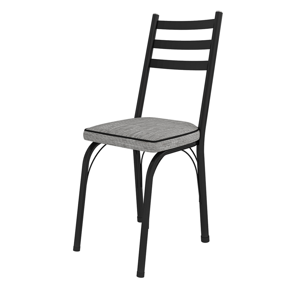 Kit 6 Cadeiras de Cozinha Luisiana Estampado Grafiato Pés de Ferro Preto - Pallazio