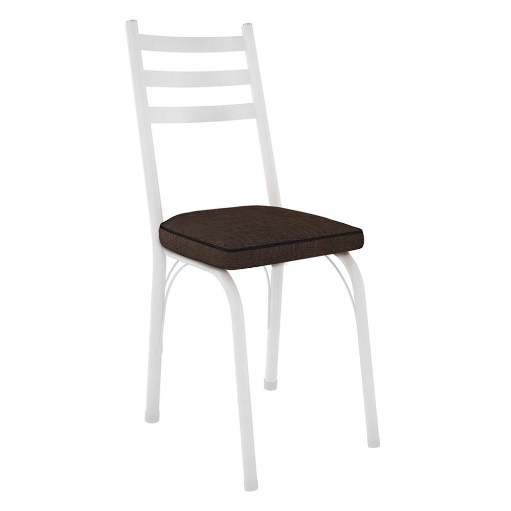 Kit 6 Cadeiras de Cozinha Luisiana Estampado Imbuia Pés de Ferro Branco - Pallazio