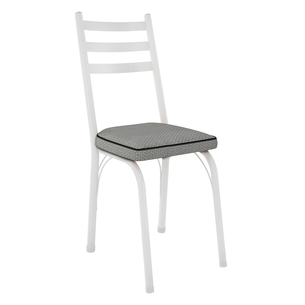 Kit 6 Cadeiras de Cozinha Luisiana Estampado Platina Pés de Ferro Branco - Pallazio