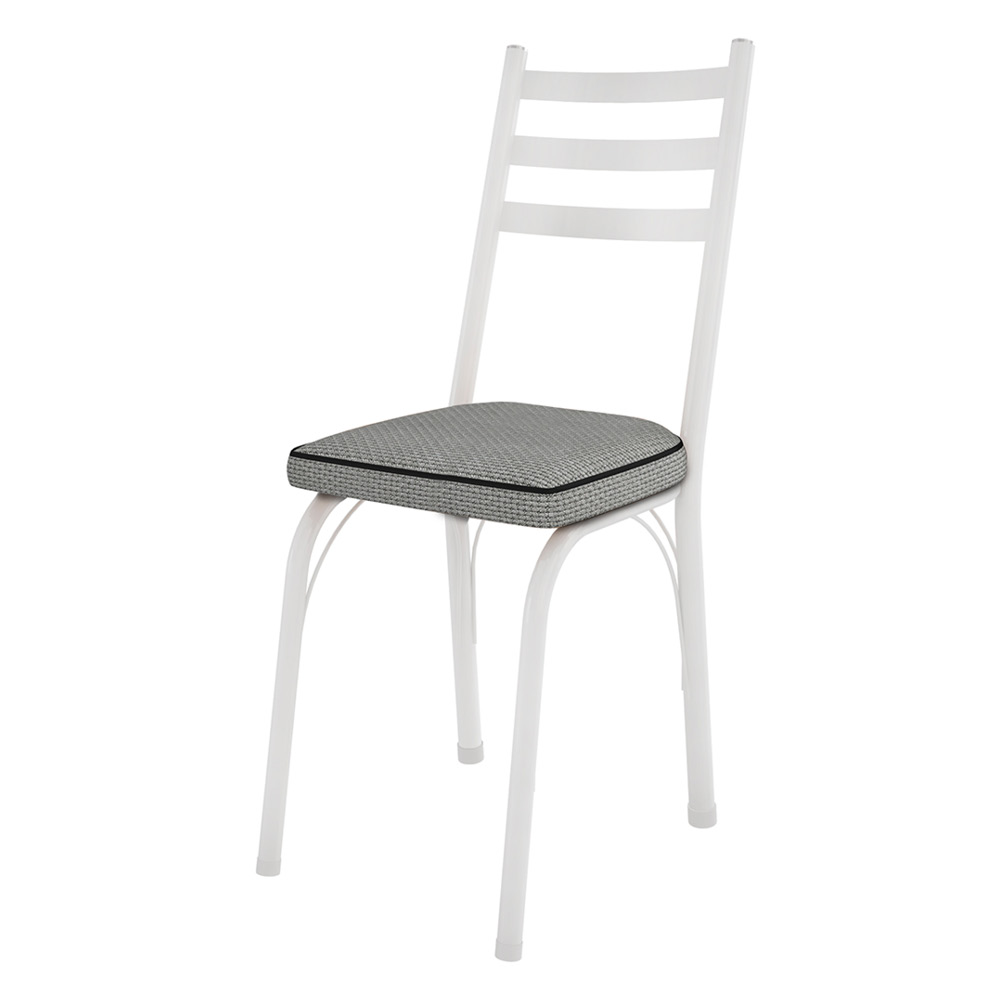 Kit 6 Cadeiras de Cozinha Luisiana Estampado Platina Pés de Ferro Branco - Pallazio