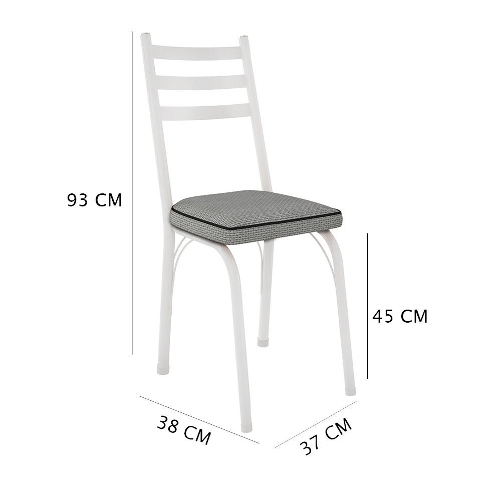 Kit 6 Cadeiras de Cozinha Luisiana Estampado Platina Pés de Ferro Branco - Pallazio