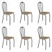 Kit 6 Cadeiras de Cozinha Texas Estampado Rattan Pés de Ferro Cromo Preto - Pallazio