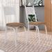 Kit 6 Cadeiras de Cozinha Virginia Estampado Rattan Bege Pés de Ferro Branco - Pallazio