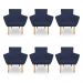 Kit 6 Poltronas Decorativa Leticia Suede Azul Marinho Pés Palito Castanho - Pallazio