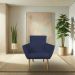 Kit 6 Poltronas Decorativa Leticia Suede Azul Marinho Pés Palito Castanho - Pallazio