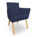 Kit 6 Poltronas Decorativa Leticia Suede Azul Marinho Pés Palito Castanho - Pallazio