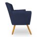 Kit 6 Poltronas Decorativa Leticia Suede Azul Marinho Pés Palito Castanho - Pallazio