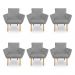 Kit 6 Poltronas Decorativa Leticia Suede Grafite Pés Palito Castanho - Pallazio