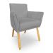 Kit 6 Poltronas Decorativa Leticia Suede Grafite Pés Palito Castanho - Pallazio