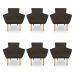 Kit 6 Poltronas Decorativa Leticia Suede Marrom Pés Palito Castanho - Pallazio
