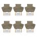 Kit 6 Poltronas Decorativa Leticia Suede Marrom Rato Pés Palito Castanho - Pallazio