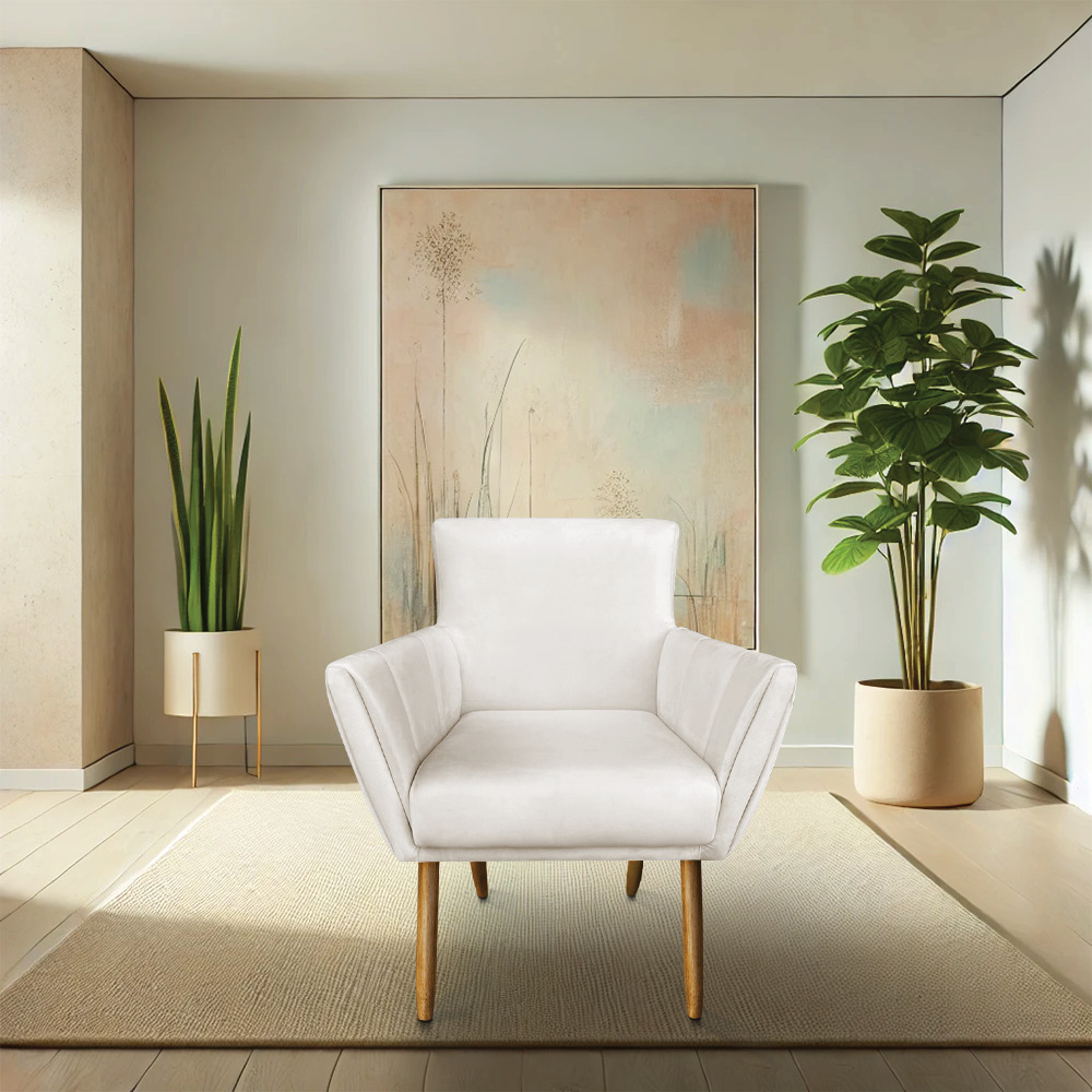 Kit 6 Poltronas Decorativa Leticia Suede Pés Palito Castanho - Pallazio