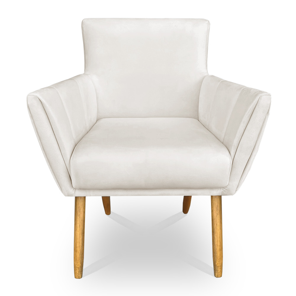 Kit 6 Poltronas Decorativa Leticia Suede Pés Palito Castanho - Pallazio