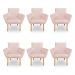 Kit 6 Poltronas Decorativa Leticia Suede Rosa Bebê Pés Palito Castanho - Pallazio