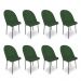 Kit 8 Cadeiras Poltrona de Jantar Ariel Suede Verde Pés de Ferro Preto - Pallazio